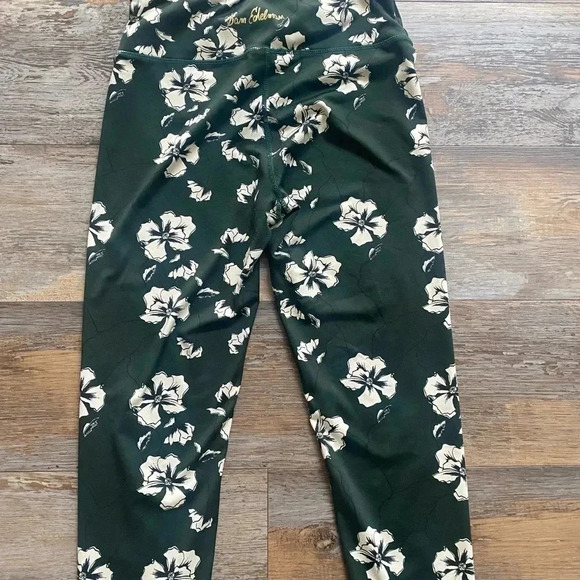 Sam Edelman Green Floral Leggings Crop Size Medium M - Picture 2 of 7